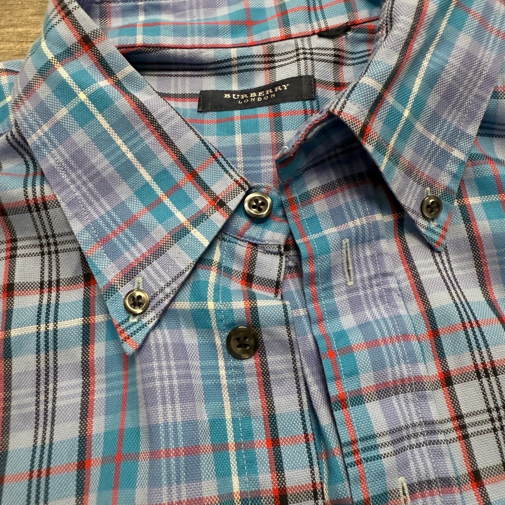 Burberry London Plaid Long Sleeve Button Down Shirt